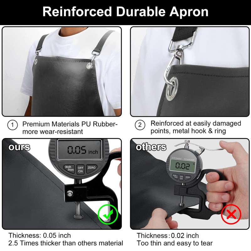 SHEOMERN Waterproof Rubber Apron, 48" XL Anti-Tear Heavy Duty Vinyl