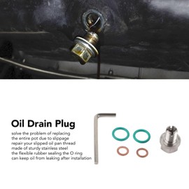 Stainless Steel Oil Drain Plug,Piggyback Self Tapping Oil Pan Thread Repair Kits for Car Motorcycle with Hex Wrench O Ring Gasket oil drain pan (M12.1-1.5x15mm)