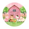 Laeacco 7.2x7.2ft Farm Animals Theme Round Backdrop Pink Barn Door