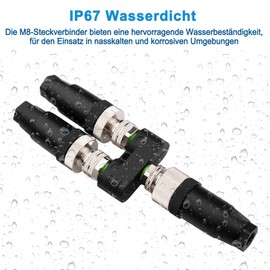 Lonlonty M12 5 Pin Aviation Wire Connector Male to Dual Female Y Connector, 12mm Industrial Circular Connector Outdoor Waterproof IP67