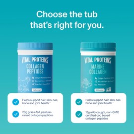 Vital Proteins Vital Proteins Marine Collagen Peptides Powder Supplement for Skin Hair Nail Joint - Hydrolyzed Collagen - 12g per Serving - 7.8 oz Canister