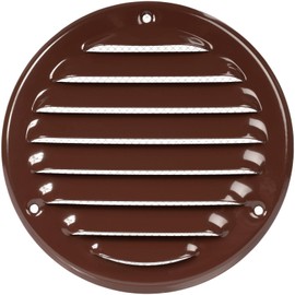 Repa Market 4'' Inch (Opening Dimensions) Metal Brown Vent Cover - Round Soffit Vent - Air Vent Louver - Built-in Screen Mesh - HVAC Ventilation Grille - 5.5" Inch (Outer Dimensions)