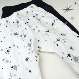 HonestBaby Multipack Harem Pants Roomy Fit Pull on Bottoms 100% Organic Cotton for Infant Baby Boys, Girls, Unisex, 2-Pack Jumbo Twinkle Navy