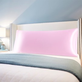 sourcing map Bolster Pillow Cases Soft Silky Satin Body Pillow Cover 4.6ft Long Pillowcase for Body Pillow 20"x56" Pink
