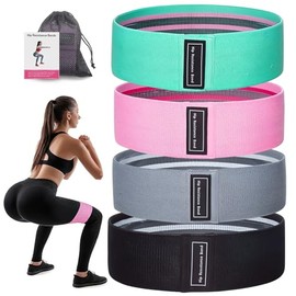 Set de 4 Bandas de Resistencia, Bandas elásticas para Fitness para Entrenamiento de Fuerza de piernas, Bandas multifuncionales de látex Natural para E