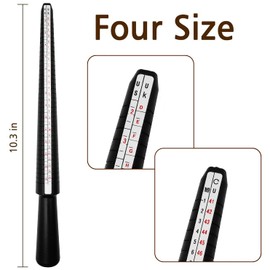 LIPIODOL Ring Size Measuring Tool Set with Four Size Ring Stick Jewelry Mandrel UK Size D-Z US Size 2-15, Ring Sizer Guage & Ring Sizer Belts for Jewelry Making and Ring Size Measurement(Black)