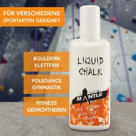 Mantle Liquid Chalk 1 x 200 ml Liquid Chalk Climbing Chalk for Bouldering Climbing Fitness Gym Weightlifting Used by Professionals White