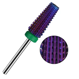 Lavinda 5 en 1 Multifunción Cónico Forma Recto Corte Broca, Uso tanto para zurdos como diestros, puntas profesionales de acero de tungsteno de carburo de tungsteno para uñas acrílicas de gel rápido de quitar (grueso, morado)