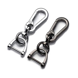 Zinc Metal Key Fob, Premium Key Ring, Car Key Chain with Carabiner Clip, D-ring Key Holder (Silver 1pc + Black matte 1pc)