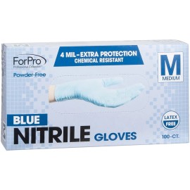 ForPro Professional Collection X Large Pack of 100 Blue Nitrile Gloves Food Safe Disposable Puncture Resistant