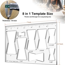 Hecfu 8 in 1 Router Template for Woodworking, Router Jig Bowtie Template for Woodworking, Bowtie Router Template Jig Kit, Butterfly Inlay Template Decorative