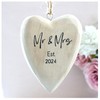 Mr & Mrs Est 2024 Solid Wood Tree Xmas Decoration.
