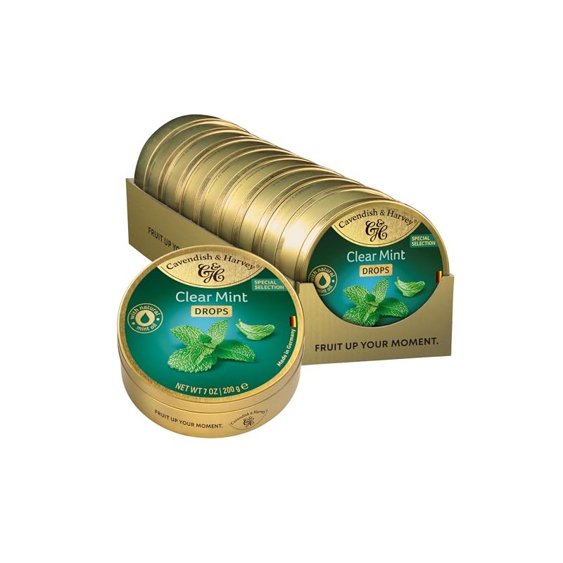 Cavendish & Harvey Travel Tin Clear Mint Drops 200 g