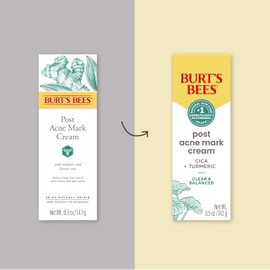 Burt’s Bees Post Acne Mark Cream for All Skin Types, Gentle Dark Spot Correcting Cream for Face, Formulated with Turmeric, 0.5 Oz.