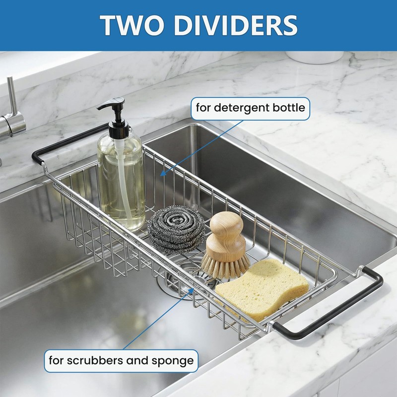 TreeLen Over The Kitchen Sink Caddy Sponge Holder Organizer Drying
