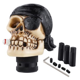 Padaodao Skull Shifter Knob One-Eyed Pirate Gear Lever Stick Shifter Handle fit Most Manual Automatic Trucks SUV Cars, Black