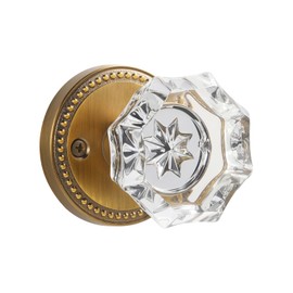 SORWDUERM Antique Brass Door Knobs Crystal Door Knob Passage Door Knobs Glass Interior Door Knob for Hall and Closet 1 Pack