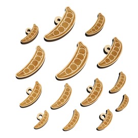 Pea Pod Peapod Vegetable Mini Wood Shape Charms Jewelry DIY Craft - 18mm (17pcs) - with Hole