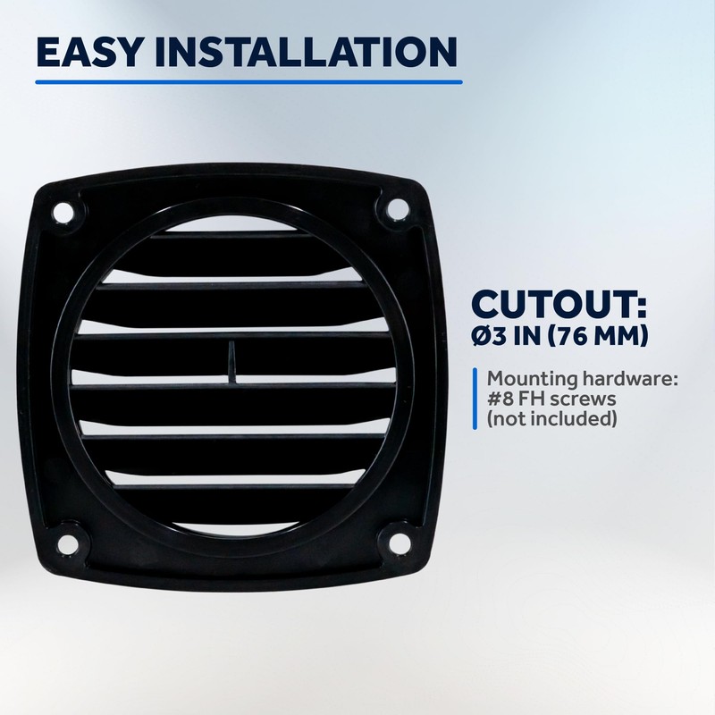 (Black (Pair)) - Five Oceans Air Louvred Flush Thru Vent,