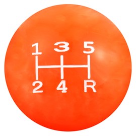 Lunsom 5 Speed Shift Knob,Shifter Lever Head Compatible with Manual Car Round Ball Gear Strick Knob Resin,3 Adapters,Orange and White,Lower Right R