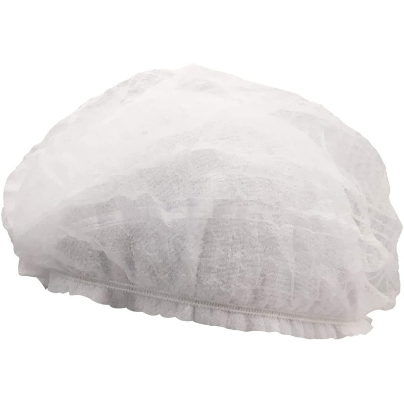 Gathered Cap, White, One Size, 50 x 3 Pack Set,