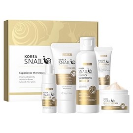 LAIKOU Korean Skin Care, Skin care set, Skin Care Kit Snail and Ginseng with Cleansing Gel, Toner, Eye Cream, Serum, Essence Cream 5pcs for Women Teen