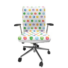 Ambesonne Watercolor Office Chair Cover, Abstract Brush Stroke Polka Dots Grunge Geometric Pattern Spotted Background, Stretchable Decorative Universal Size High Back Printed Slipcover, Green White