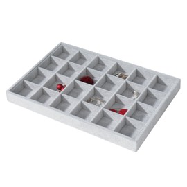 WisePoint Jewelry Tray, Velvet Trinket Tray 24 Grids Jewelry Display Tray with Detachable Partition, Large Capacity Jewelry Holder for Rings, Earrings, Necklaces (Style 1)