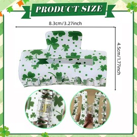 1PCS St.Patrick’s Day Hair Claw Clips Lucky Shamrock Hair Clips with Clover Dots Designs Shark Non Slips Strong Hold Hair Grip Clip Green Irish Holiday Hair Accessories for Women Thick/Thin Hair Decor