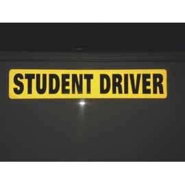 Student Driver Magnet - Reflective Vehicle Car Sign - Large 2" Letters on a 2.75" X 14.5" Magnetic - Yellow Reflective Background