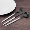 Matte Black Silverware Set with white handle, Bysta 5-Piece Stainless