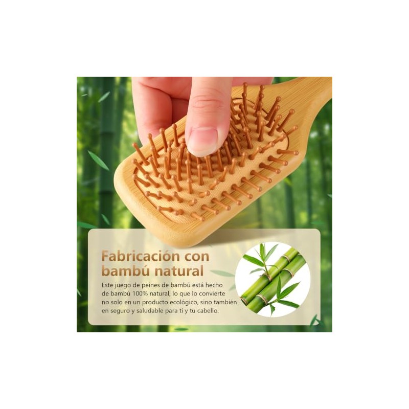 Peine para Masaje con Bolsa De Aire Antiestático,Cepillo De Bambú
