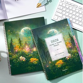 2026 Planner - 2026 Planner Weekly and Monthly, 9" x 11", Jan.2026 - Dec.2026, Planner 2026 Weekly and Monthly with Colorful Tabs, Strong Twin-wire, Back Pocket - Dreaming Moon