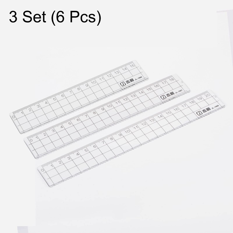 sourcing map Straight Plastic Ruler 15 cm, 18 cm, 20