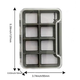 2PACK-Aventik Waterproof Slim Pocket Fly Box Fishing Hook Box Bait Storage Tackle Box(Small, 8 Magnetic Compartment)