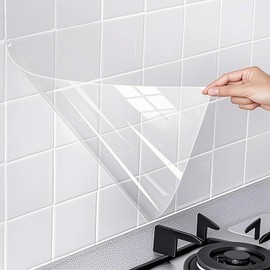 Electrostatic Wall Protective Film - Clear Contact Paper Roll , Film Waterproof Wallpaper for Kitchen Backsplash Transparent Waterproof Heat Resistant Sticker（40×200 cm）