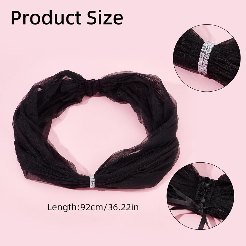 NICENEEDED Bridal Detachable Tulle Shawl, Black Wedding Strapes Puffy Dress