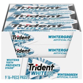 Trident White Wintergreen Sugar-Free Chewing Gum, 9 Packs of 16 Pieces (144 Total Pieces)