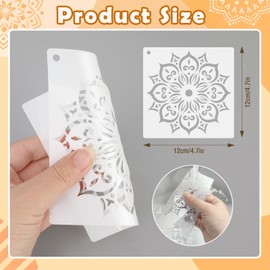 Konsait 16 PCS Mandala Stencils for Painting on Wood, Reusable Stencils for Crafts Mandala Rock Painting Templates Rangoli Stencil DIY Art Projects 4.7X 4.7 inch