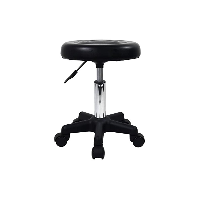 FURWOO Round Swivel Stool with Wheels PU Leahter Rolling Stool