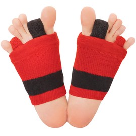 足指サポーター 強化仕様 おやすみ 就寝時用 足指広げる パカッと広げる 手洗い可能 (【ハードタイプ】レッド)