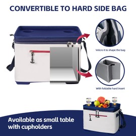 ADDIMOR 42 Can Collapsible Cooler Box, Versatile Insulated Leakproof Cooler Bag with Lids and 4 Cup Holder, Large Ice Chest for Beach Travel, Camping, Picnic