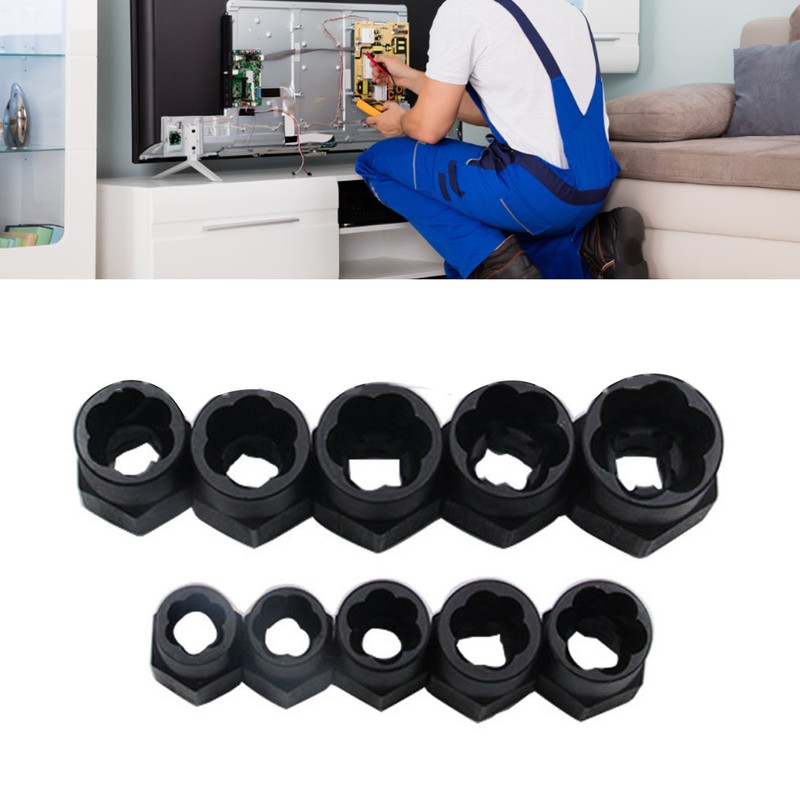 10 Pcs Bolt Extractor Set Strong Grip Chrome Vanadium Steel
