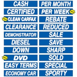 EZ Lettering Car Dealer Windshield Slogans 20 packs, Mix n Match MULTI-Color