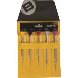 BERGEON Screwdriver Set - 5 Pieces - Stainless Steel - Ergonomic - Swiss Made (Screwdriver)