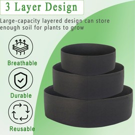 Nilioerup 3 Tiered Strawberry Planter, Fabric Raised Garden Bed Non-Woven Laddered Planter Bag 8 Inch Deep Round Felt Planting Container for Growing Vegetables Herb Plant (3 Tiered)