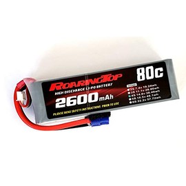 RoaringTop LiPo Battery Pack 80C 2600mAh 4S 14.8V with EC3 Plug for RC Car Boat Truck Heli Airplane