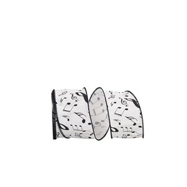 Reliant Ribbon Musical Notes Dupione Wired Edge Ribbon, 2-1/2 Inch X 10 Yards, White/black