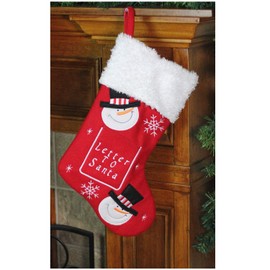 Northlight Embroidered Snowmen Letter to Santa Christmas Stocking, 18", White/Red