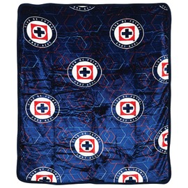 Cruz Azul Team Logo Blue Sherpa Lining Borrego Flannel Throw Sofa Blanket 50"x60"